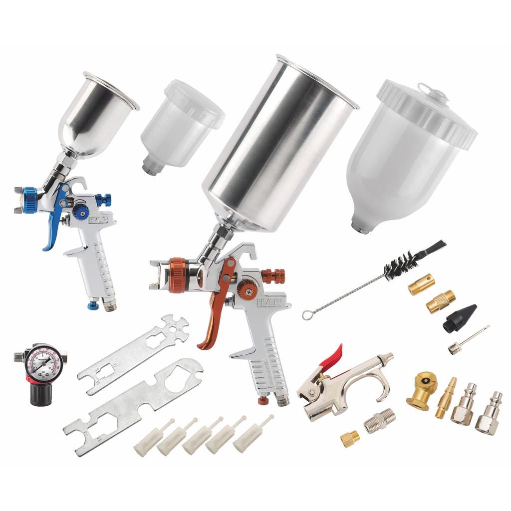 Powerbuilt Set de Pintura HVLP con Regulador de Aire y Accesorios 23 Piezas