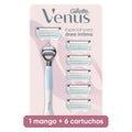 Gillette Venus Máquina de Rasurar para Área Intima 1 Mango + 6 Cartuchos