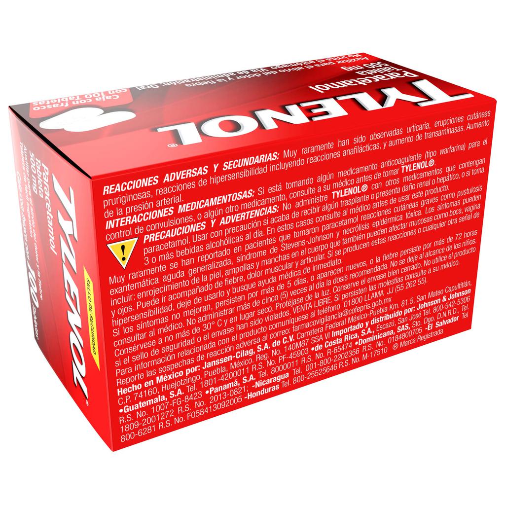 Tylenol Acetaminofen Extra Fuerte 100 Unidades