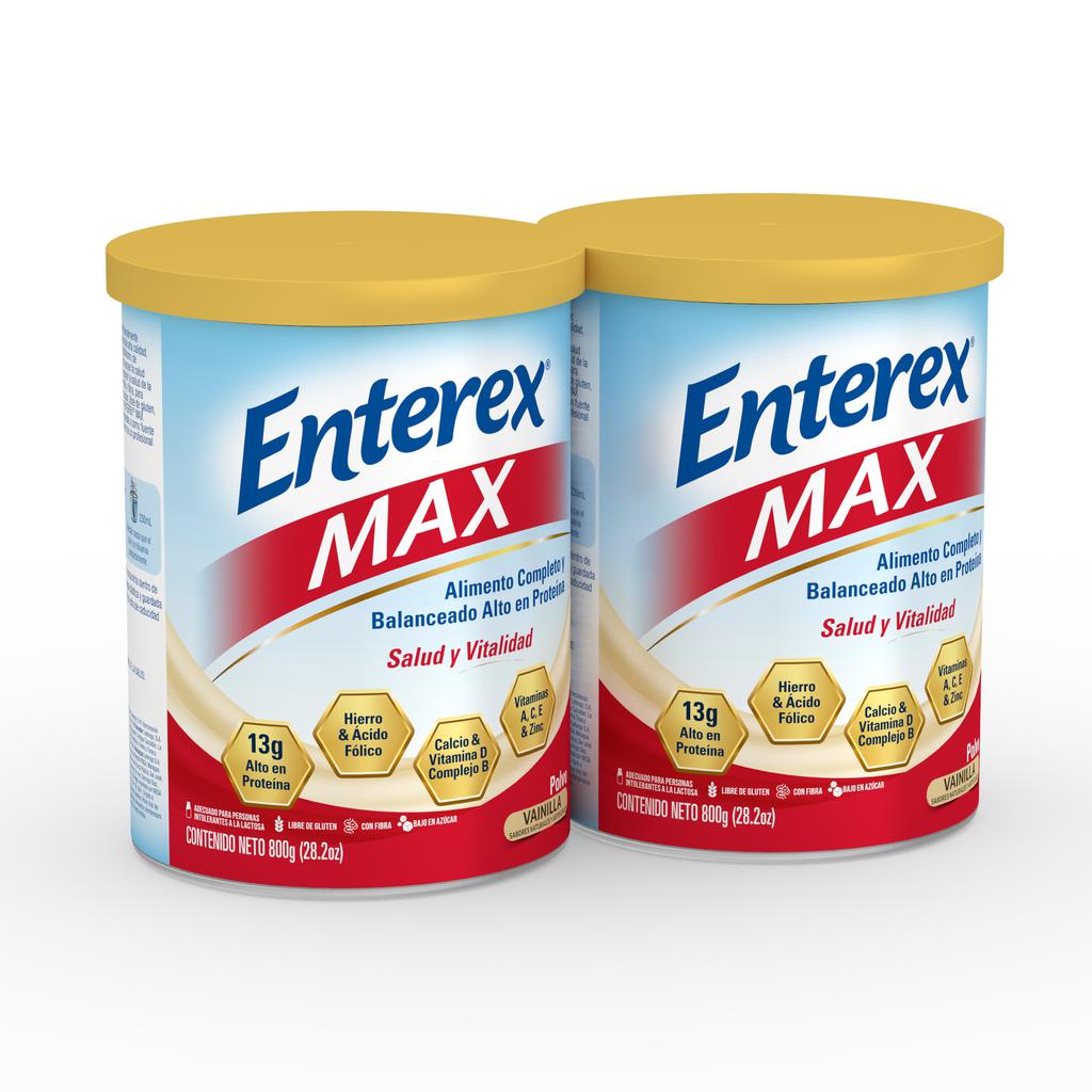 Enterex Max Vainilla Alimento Balanceado Alto en Proteína 2 Unidades / 800 g