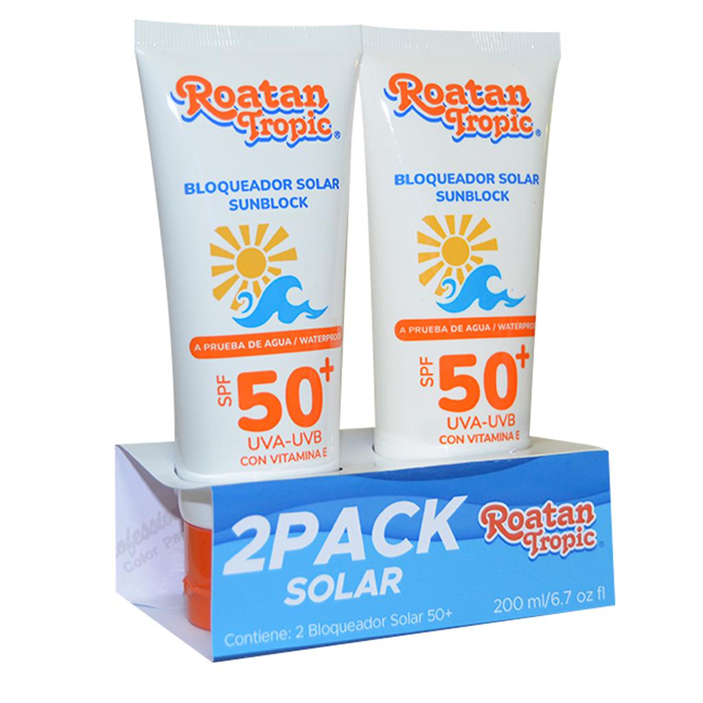 Roatan Tropic Bloqueador Solar SPF 50 a Prueba de Agua 2 Unidades / 100 ml
