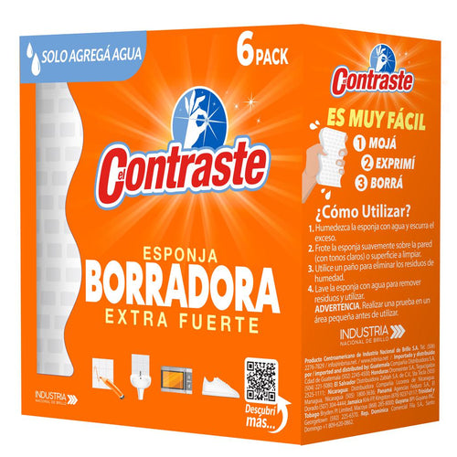 Contraste Esponja Borradora Extra Fuerte 6 Unidades