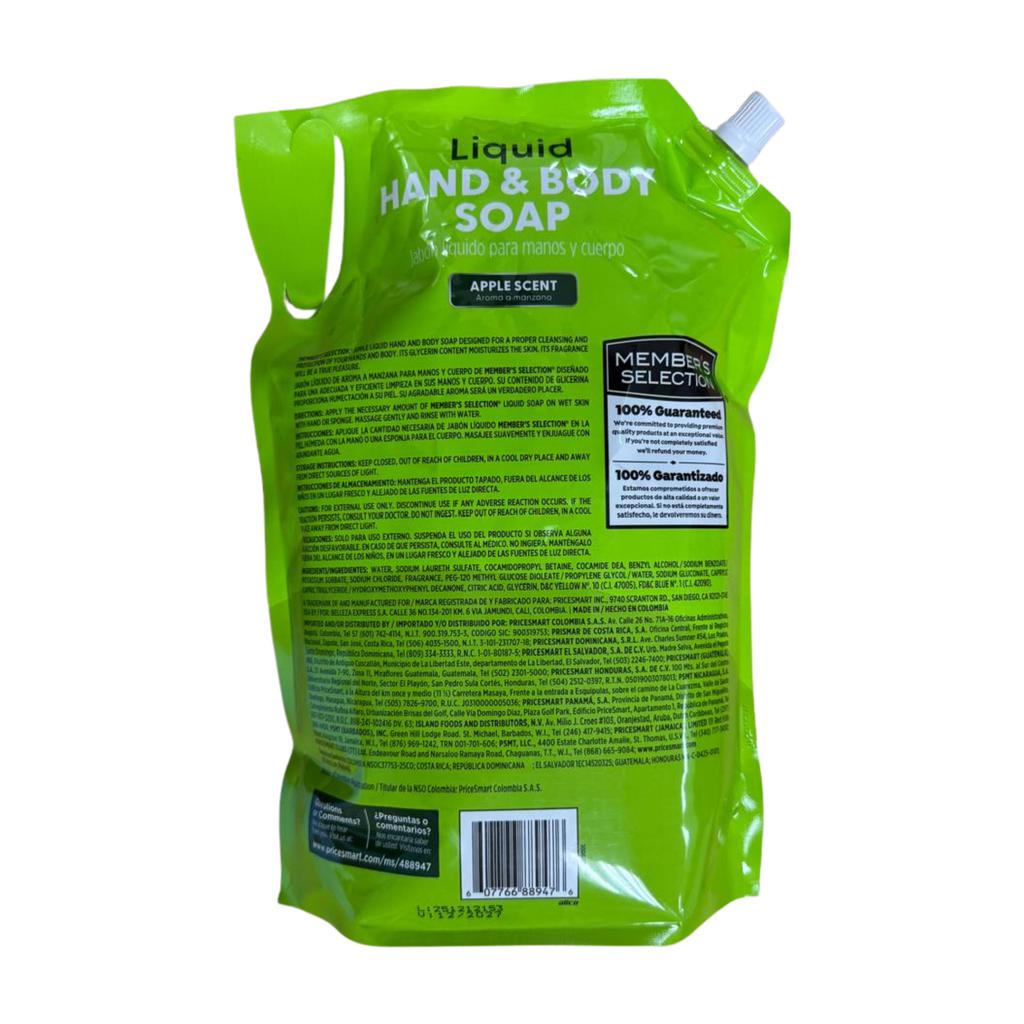 Member´s Selection Jabón Líquido para Manos y Cuerpo Manzana 2 L / 67.6 oz