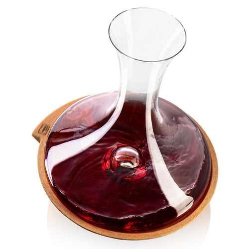 Vacu Vin Decantador Giratorio de Vidrio con Base Giratoria de Corcho para Vino 1 L / 33.81 oz