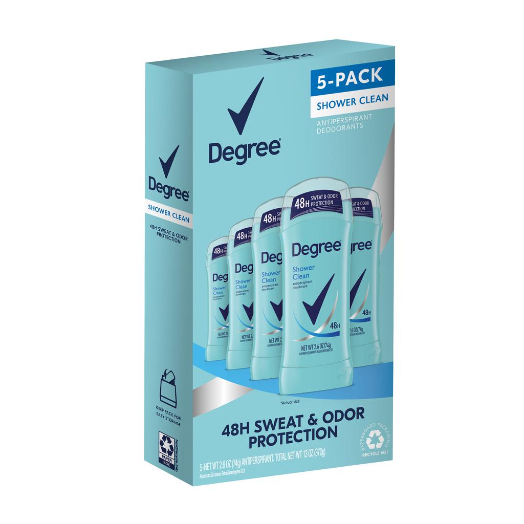 Degree Desodorante Shower Clean para Mujer 5 Unidades / 74 g / 2.6 oz