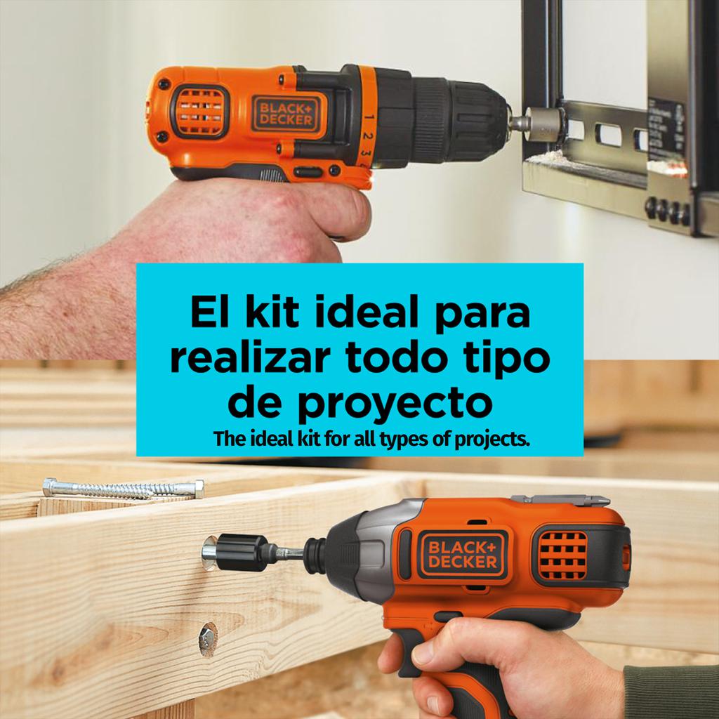 Black and Decker Kit de Taladro y Atornillador Inalámbrico de Impacto