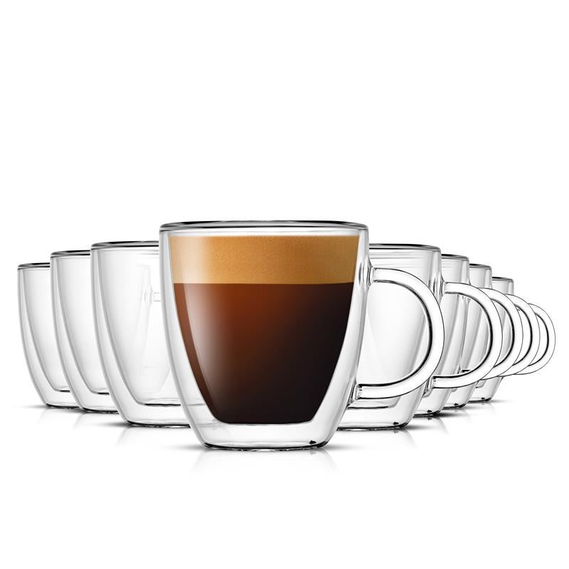 JoyJolt Tazas de Doble Pared en Vidrio 8 Piezas