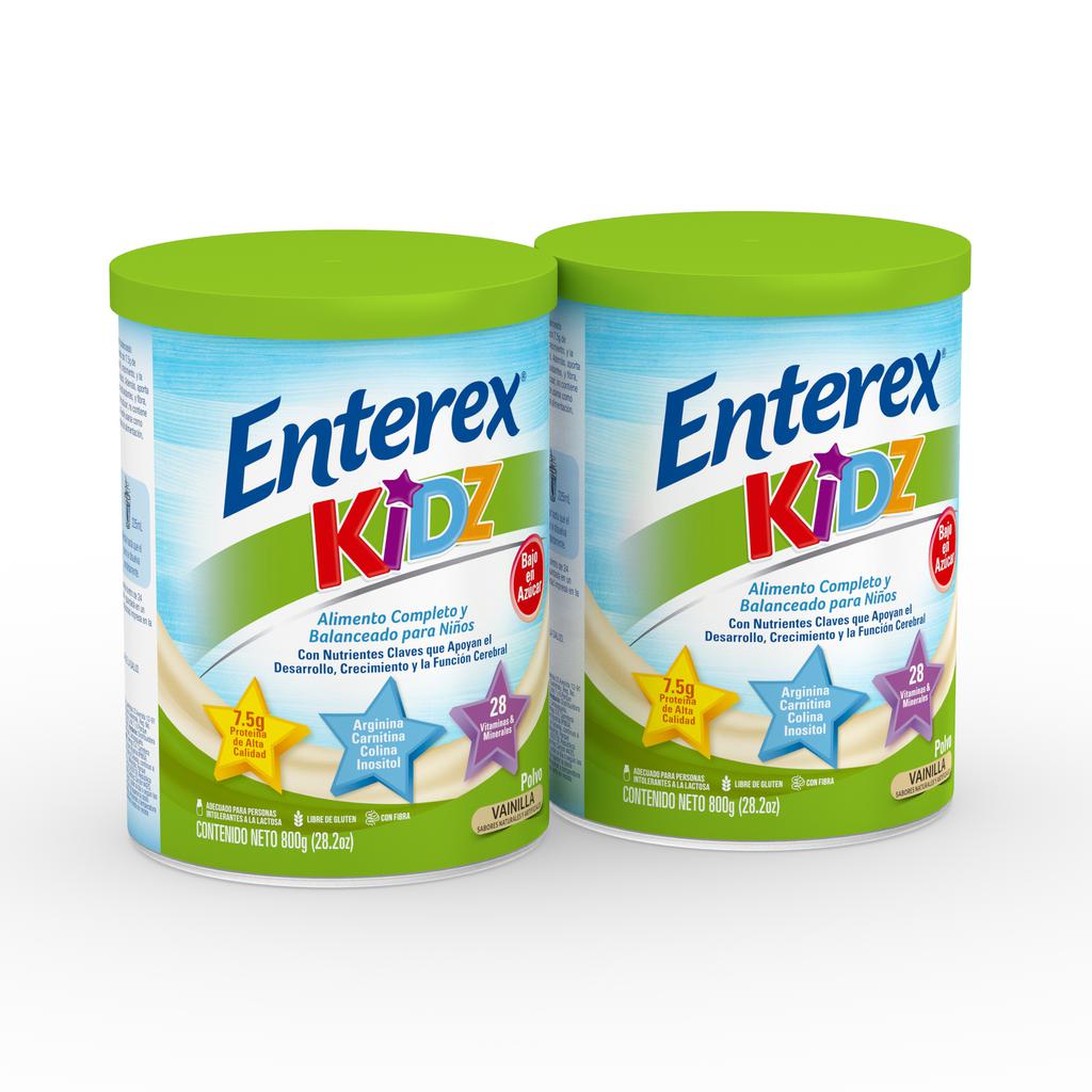 Enterex Kidz Suplemento Alimenticio Balanceado para Niños en Polvo Sabor a Vainilla 2 Unidades / 800 g / 28.2 oz