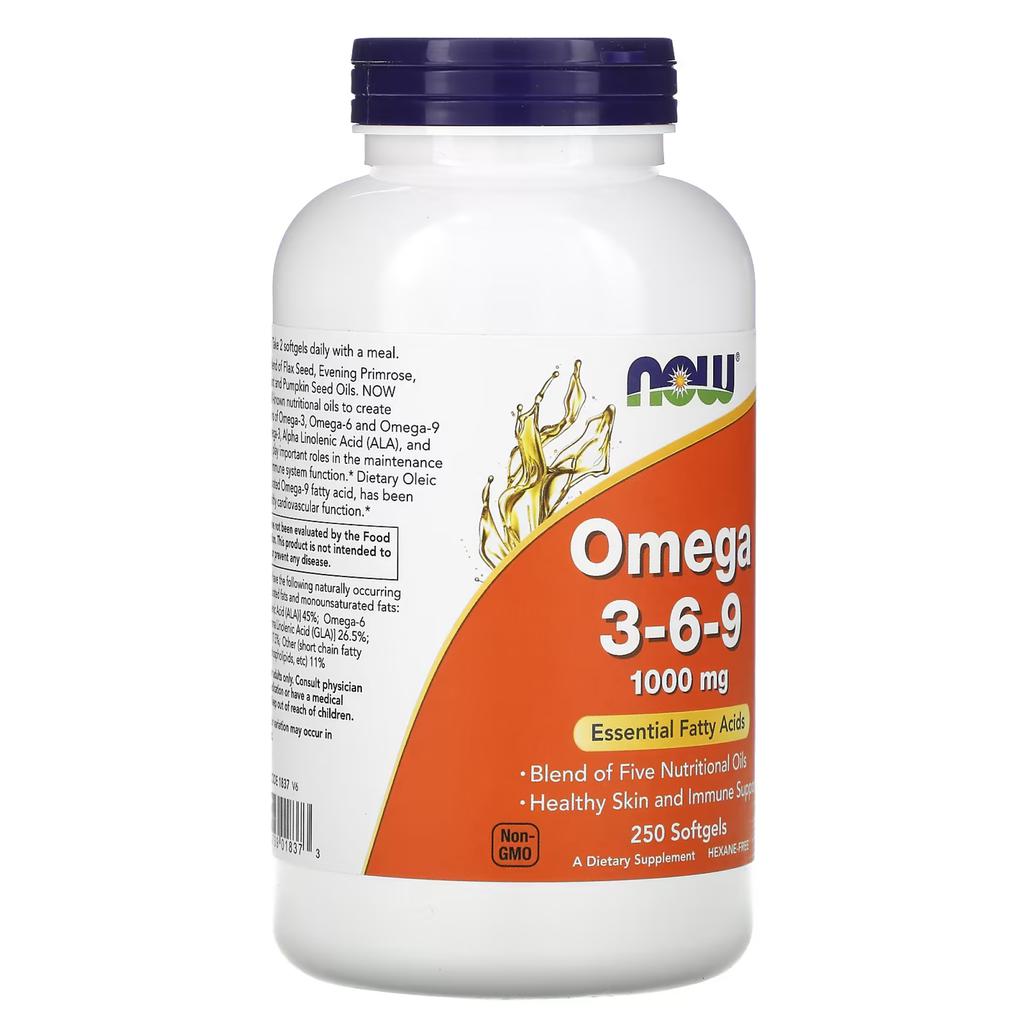 Now Omega 3-6-9 Capsulas Blandas 250 Cápsulas / 1 000 mg