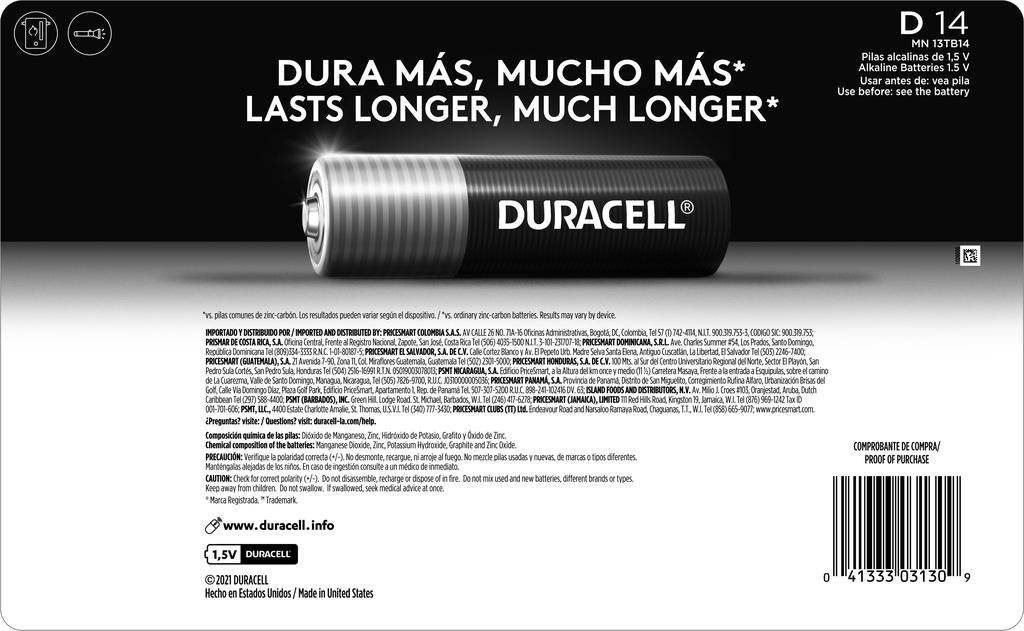 Duracell D Baterías Alcalinas 14 Unidades