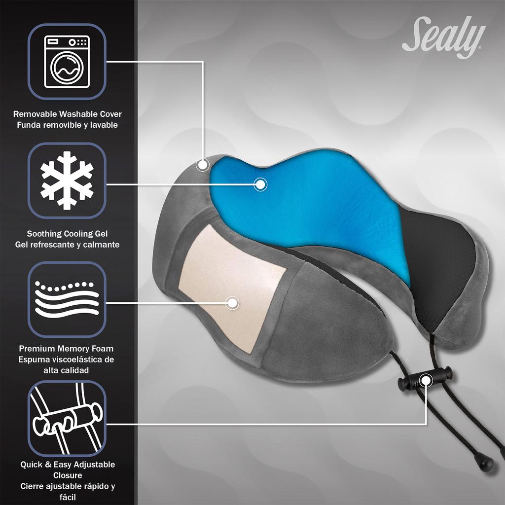 Sealy Almohada de Cuello para Viaje con Gel Refrescante