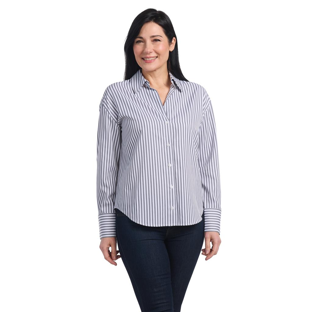 Hilary Radley Blusa de Manga Larga con Diseño de Rayas para Mujer