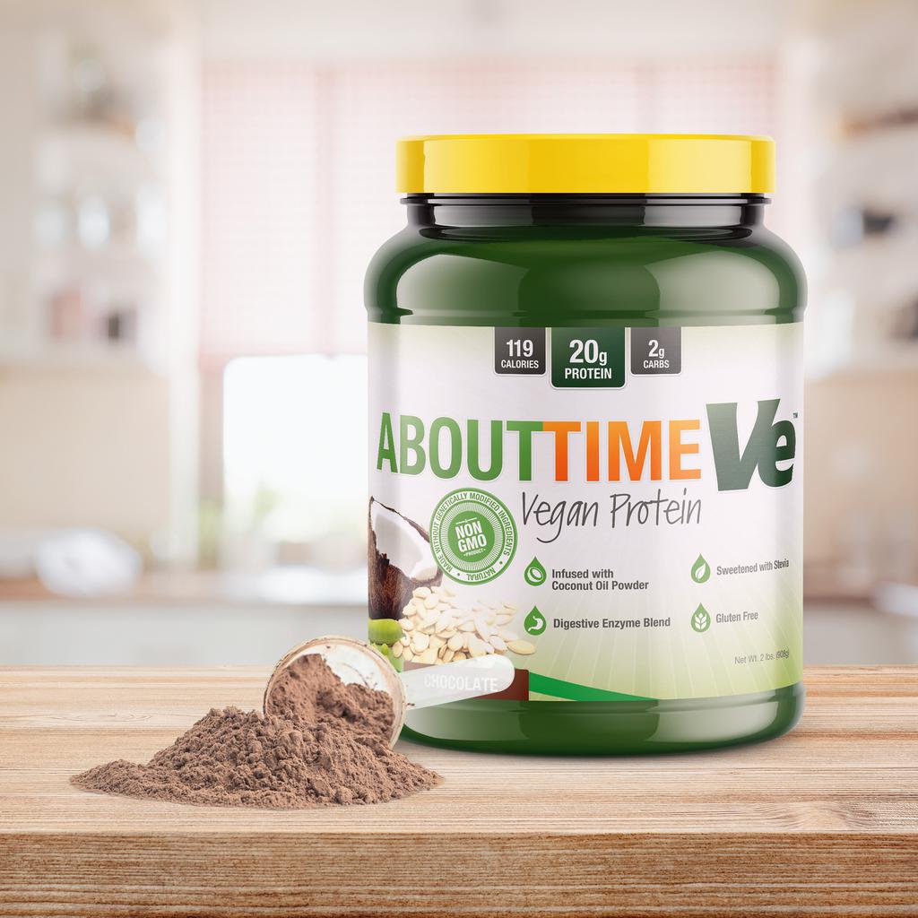About Time Vé Proteína Vegana Sabor a Chocolate 908 g
