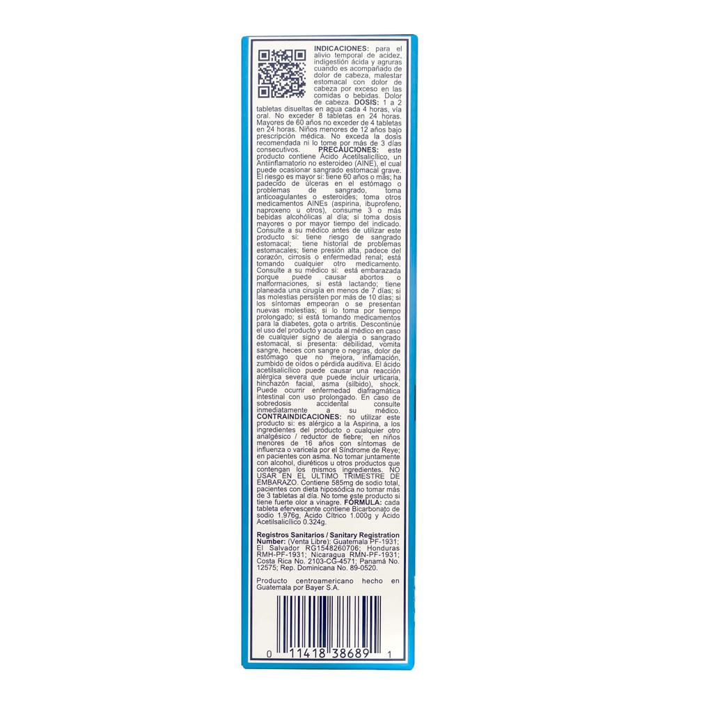 Alka Seltzer Antiácido 60 tabletas