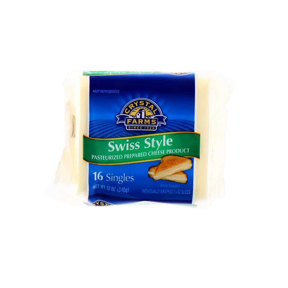 Queso Crystal Farm Estilo Suizo Single Rebanado 12 Oz