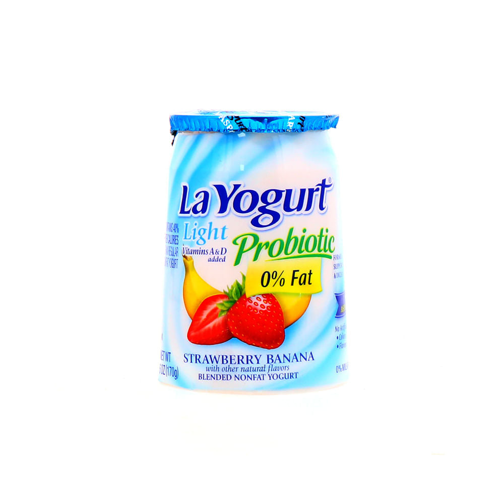 Yogurt Probiótico La Yogurt Light Sabor Banano Y Fresa 6 Oz