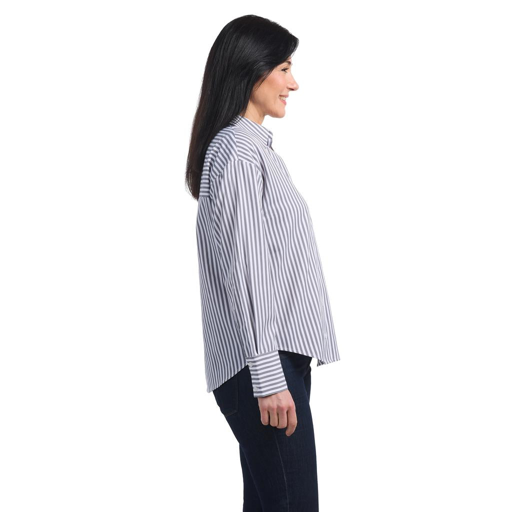 Hilary Radley Blusa de Manga Larga con Diseño de Rayas para Mujer