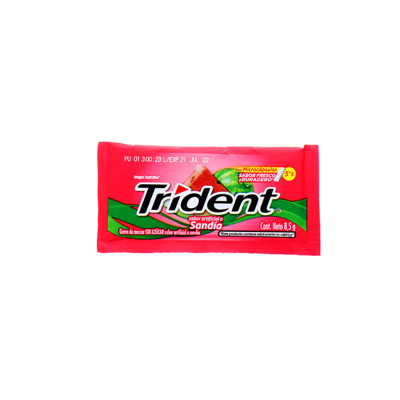 Goma De Mascar Trident Sin Azúcar Sabor Sandia 8.5 Gr