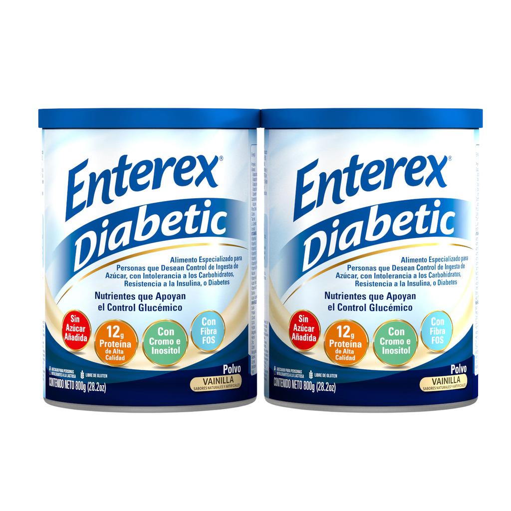 Enterex Diabetic Suplemento Alimenticio con Proteína en Polvo Sabor a Vainilla 2 Unidades / 800 g