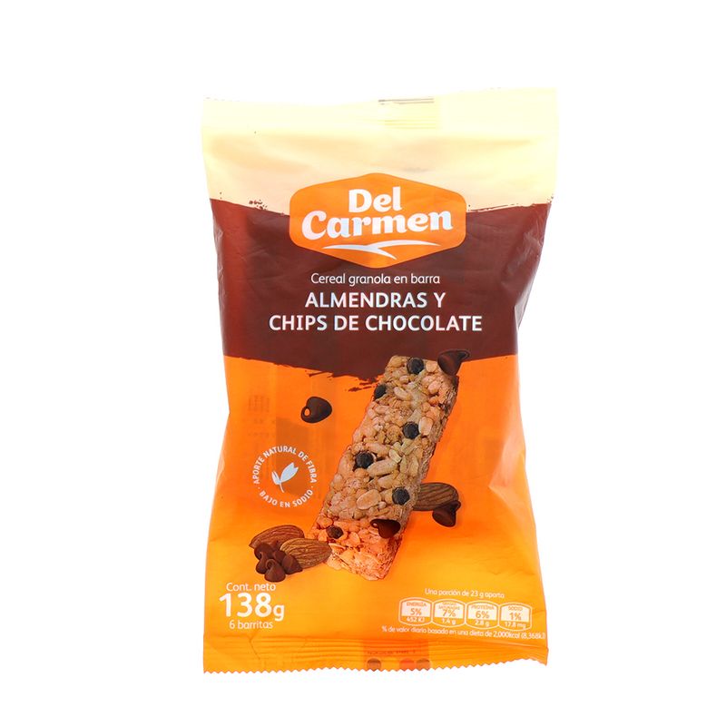 Barra De Granola Del Carmen  Almendras Y Chips De Chocolate 138 Gr