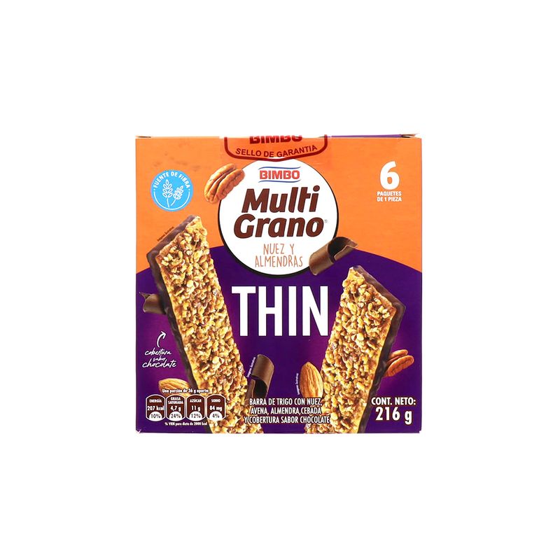 Barra Bimbo Multigrano Nuez Y Almendras Thin 216 Gr