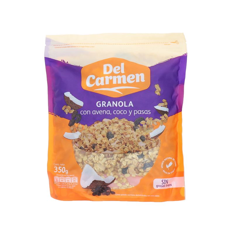 Granola Del Carmen Con Avena Coco Y Pasas 350 Gr