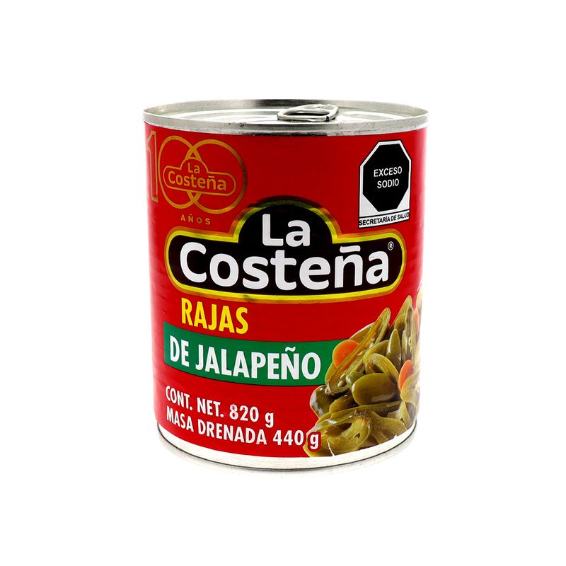 Chile Jalapeño La Costeña Rajas 820 Gr