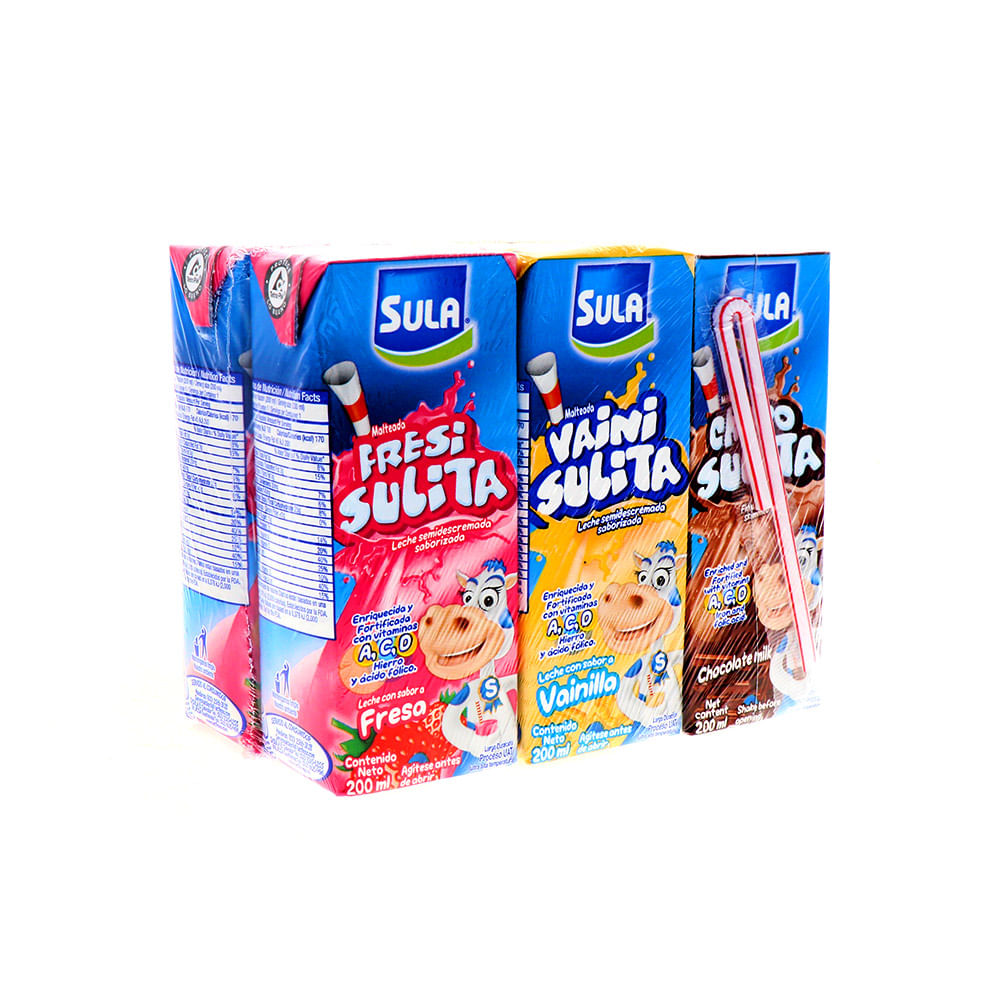 Malteada Uht Sula Surtido Fresa Chocolate Y Vainilla 200 Ml