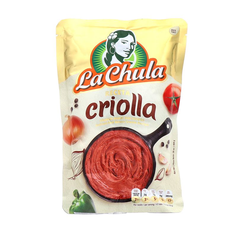 Frijol Refrito La Chula Receta Criolla Rojos Volteado 28 Oz