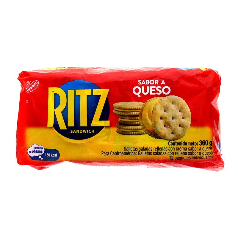 Galleta Rellena Ritz Sandwich Sabor A Queso 12Paq 360Gr