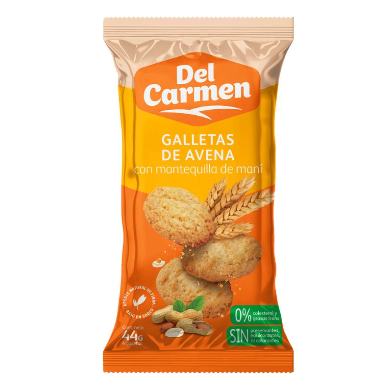 Galletas De Avena Del Carmen Con Mantequilla De Maní 44 Gr