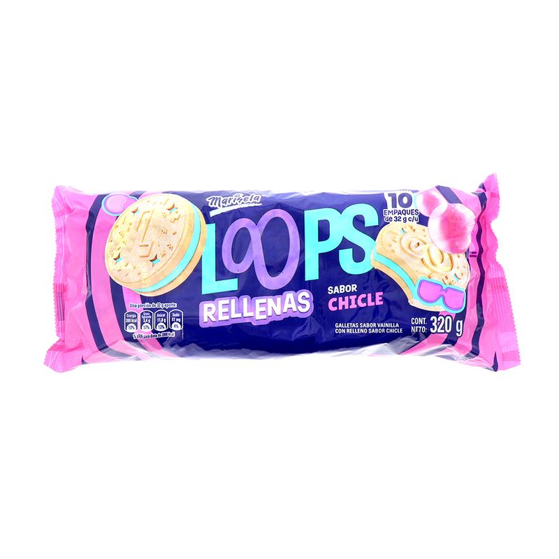 Galleta Rellena Loops Sabor Chicle 320 Gr