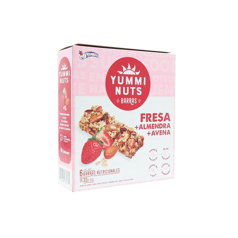 Barra De Avena Yummies Fresa+Almendra 128Gr