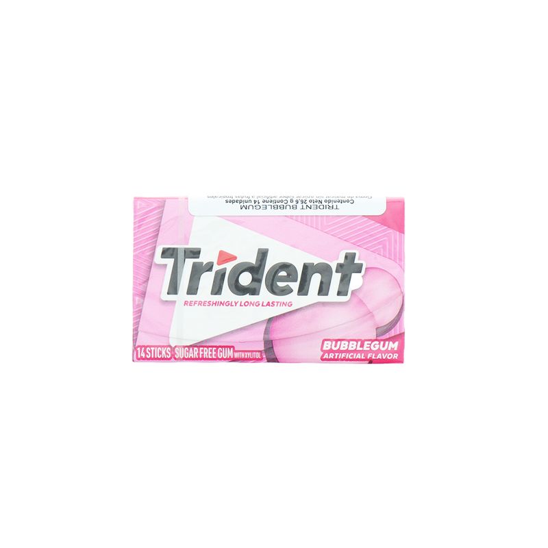 Goma De Mascar Trident Sin Azúcar Bubblegum 26.6Gr