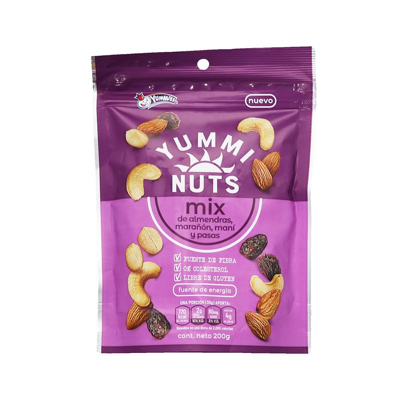 Mix Yummi Nuts Almendra Marañón Pasas 200 Gr