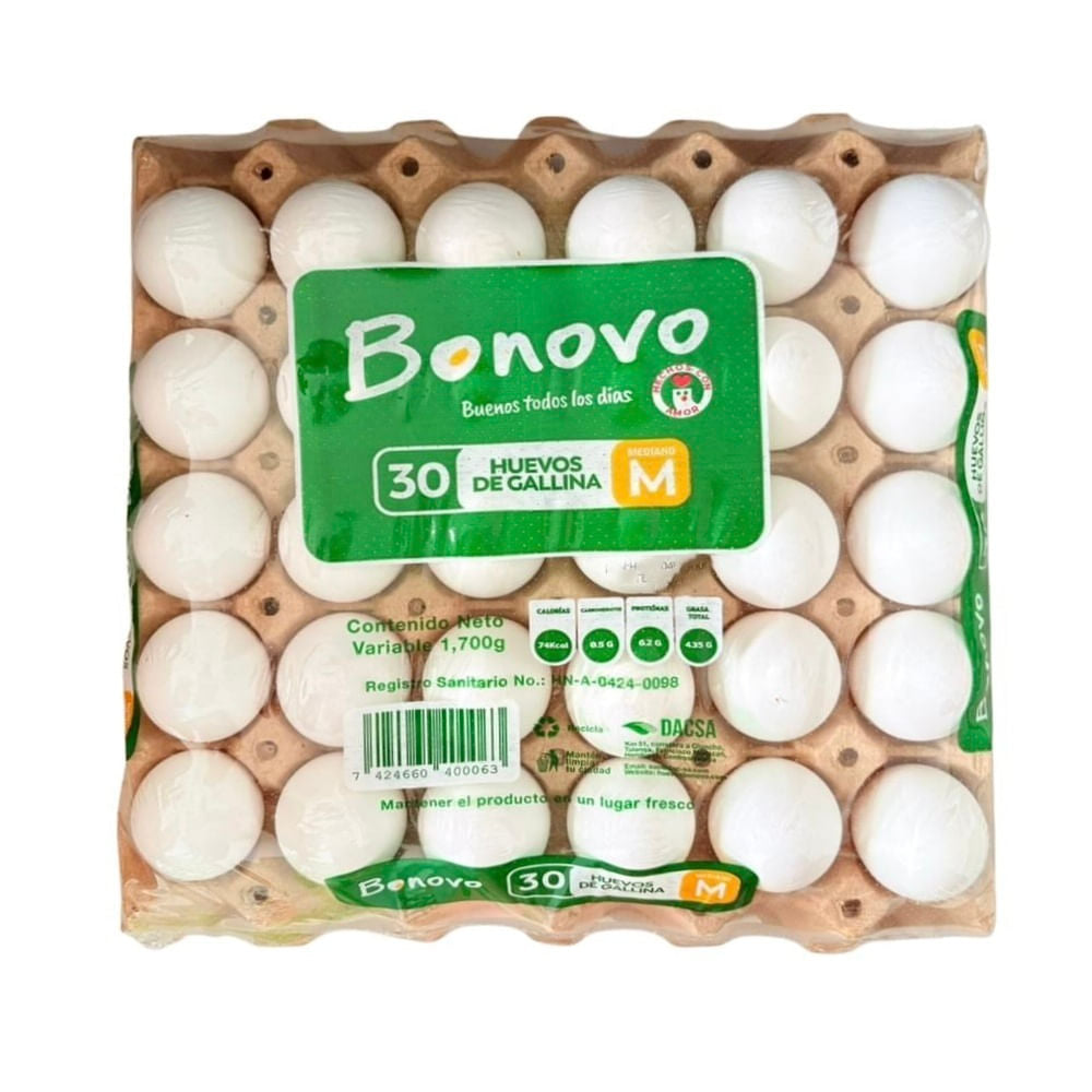Huevos Bonovo Cartón M 30Un