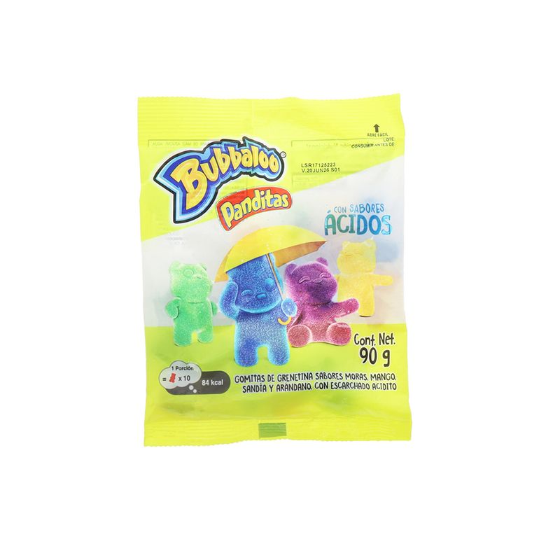 Gomitas Bubbaloo Panditas Sabor Ácidos 90Gr