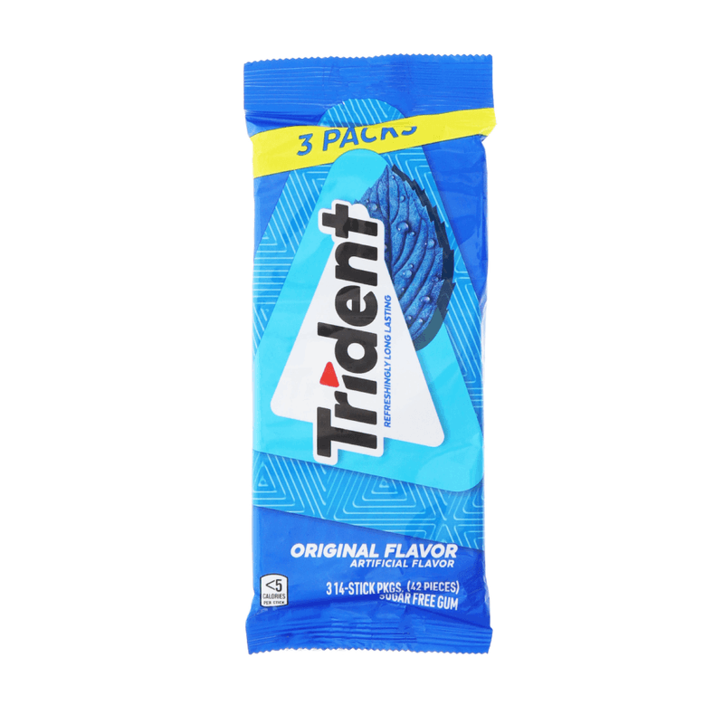 3Pk Goma De Mascar Trident Original Flavor 42Un