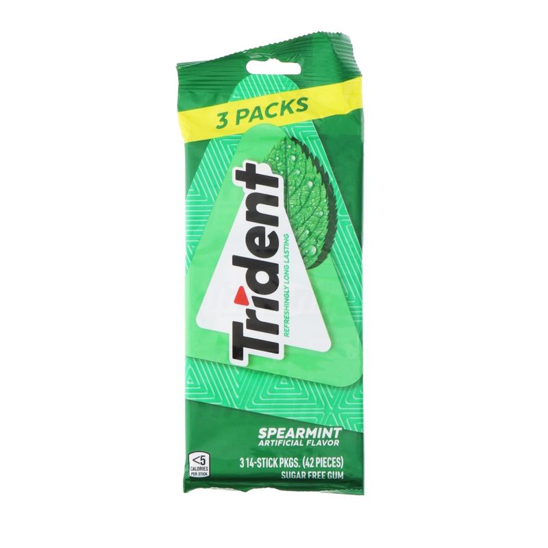 3Pk Goma De Mascar Trident Spearmint 42Un