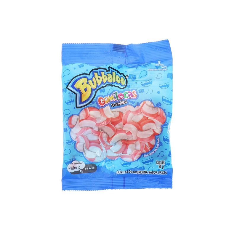 Gomitas Bubbaloo Gomilocas Dientes Fresa 90Gr