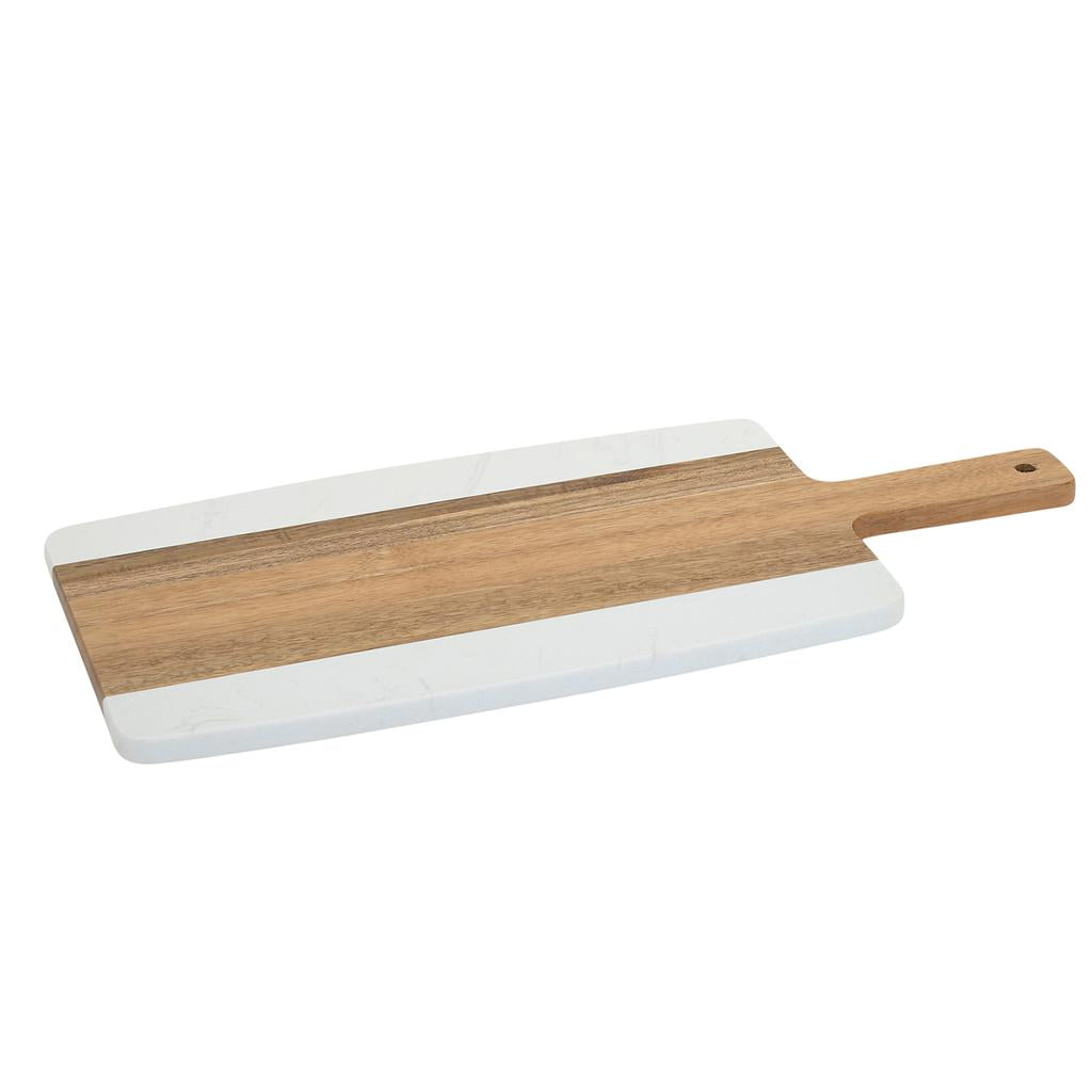 BAUM Juego de Tablas en Madera de Acacia y Mármol Artificial 2 Piezas