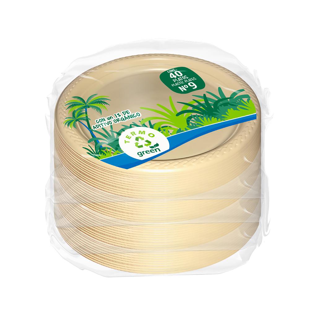 Termogreen Platos Desechables 160 Unidades / 23 cm / 9 in