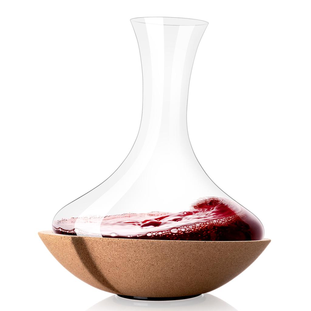 Vacu Vin Decantador Giratorio de Vidrio con Base Giratoria de Corcho para Vino 1 L / 33.81 oz