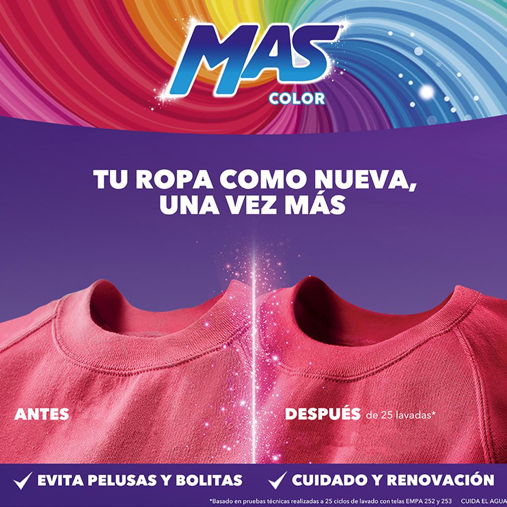 Mas Color Detergente Biodegradable Líquido con Suavizante para Ropa 9 L / 120 Lavadas