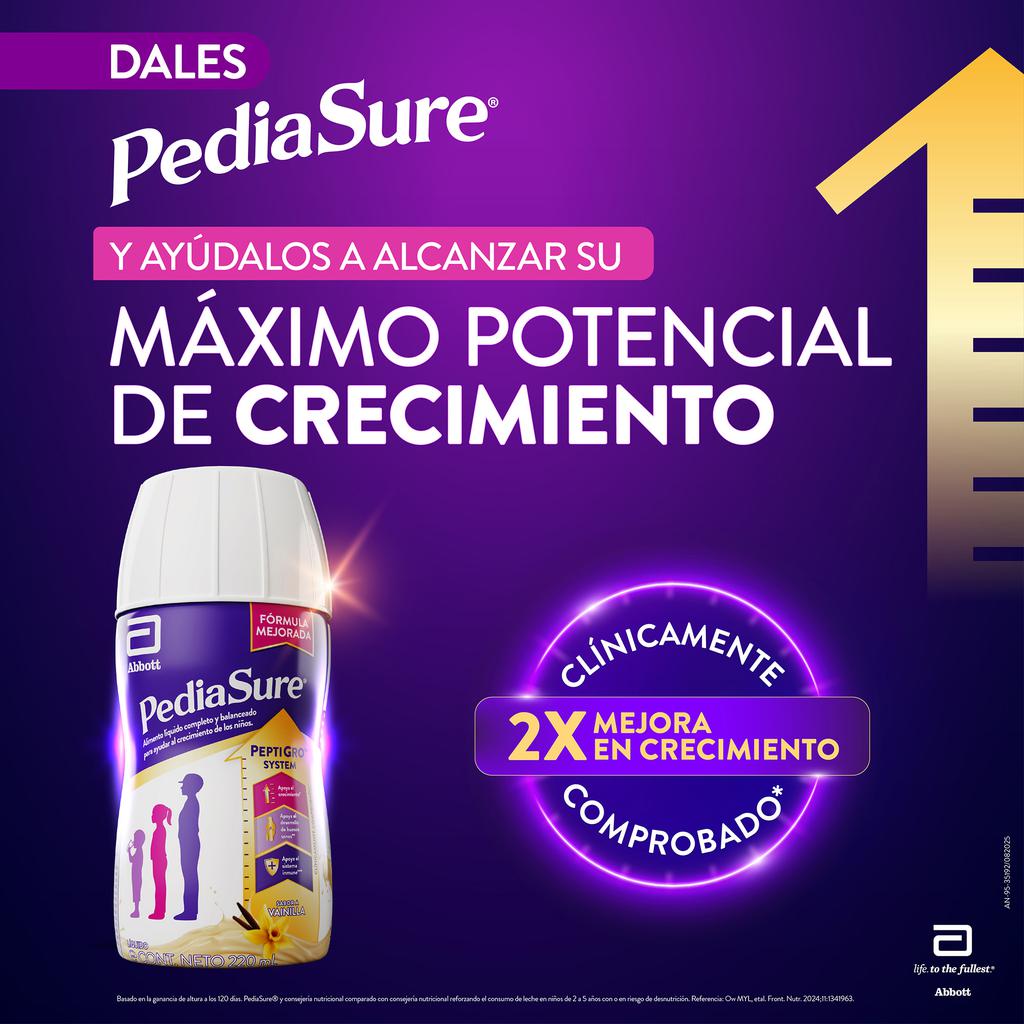 Pediasure Suplemento Nutricional Liquido para Niños Sabor Vainilla 16 Unidades / 220 mL