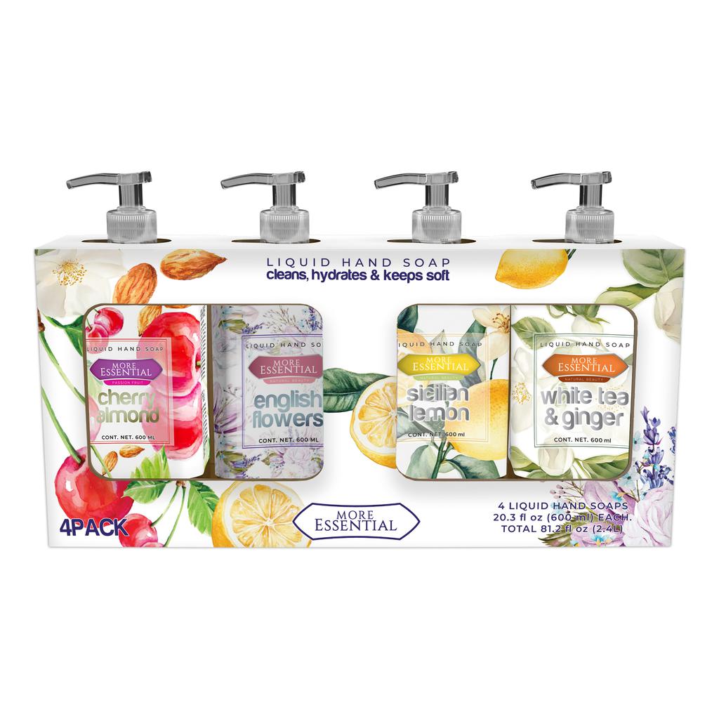 More Essential Jabón Líquido Antibacterial para Manos con Fragancias Surtidas 4 Unidades / 600 mL / 20.3 oz