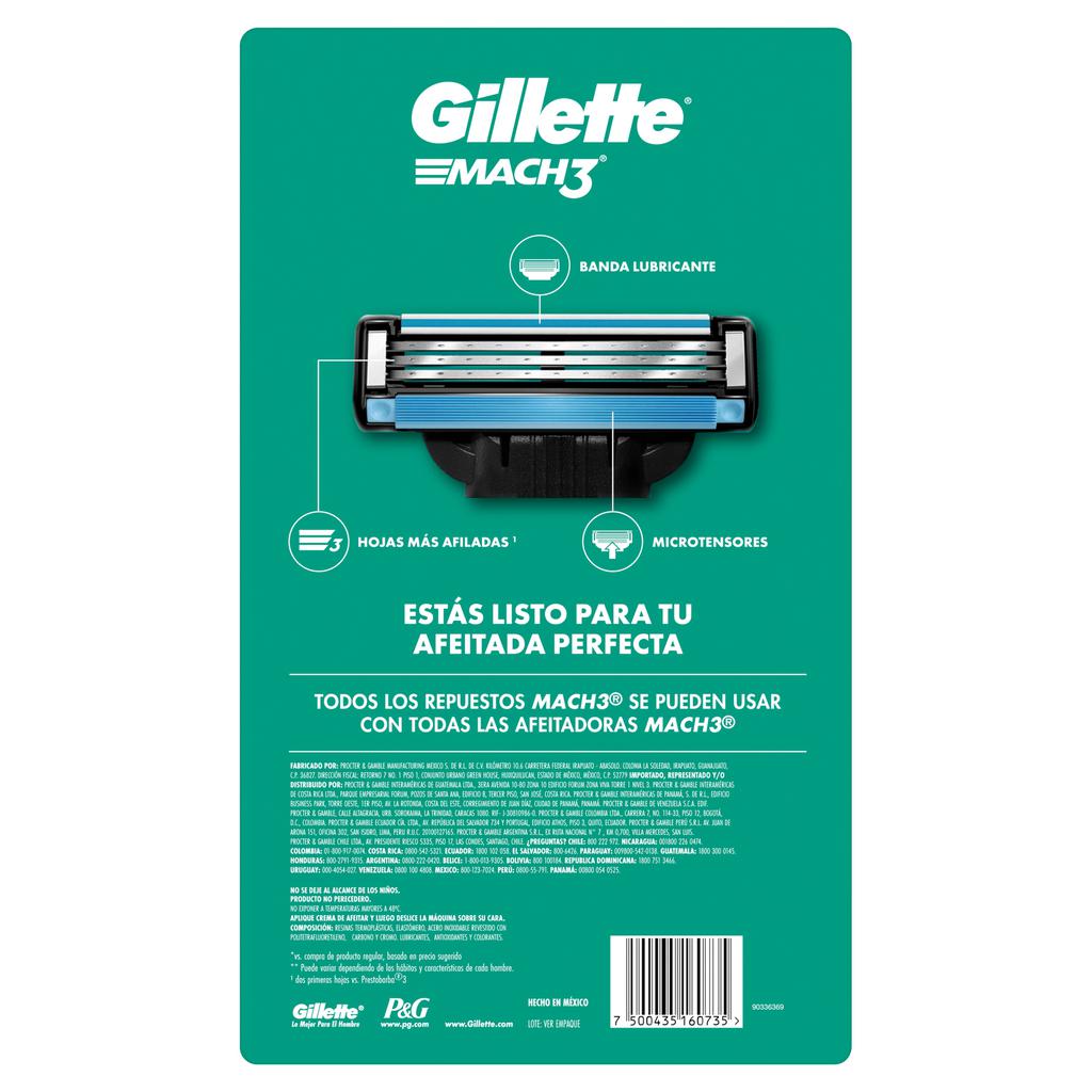 Gillette Mach3 Repuestos de Rasuradora de 3 Hojas 16 Unidades