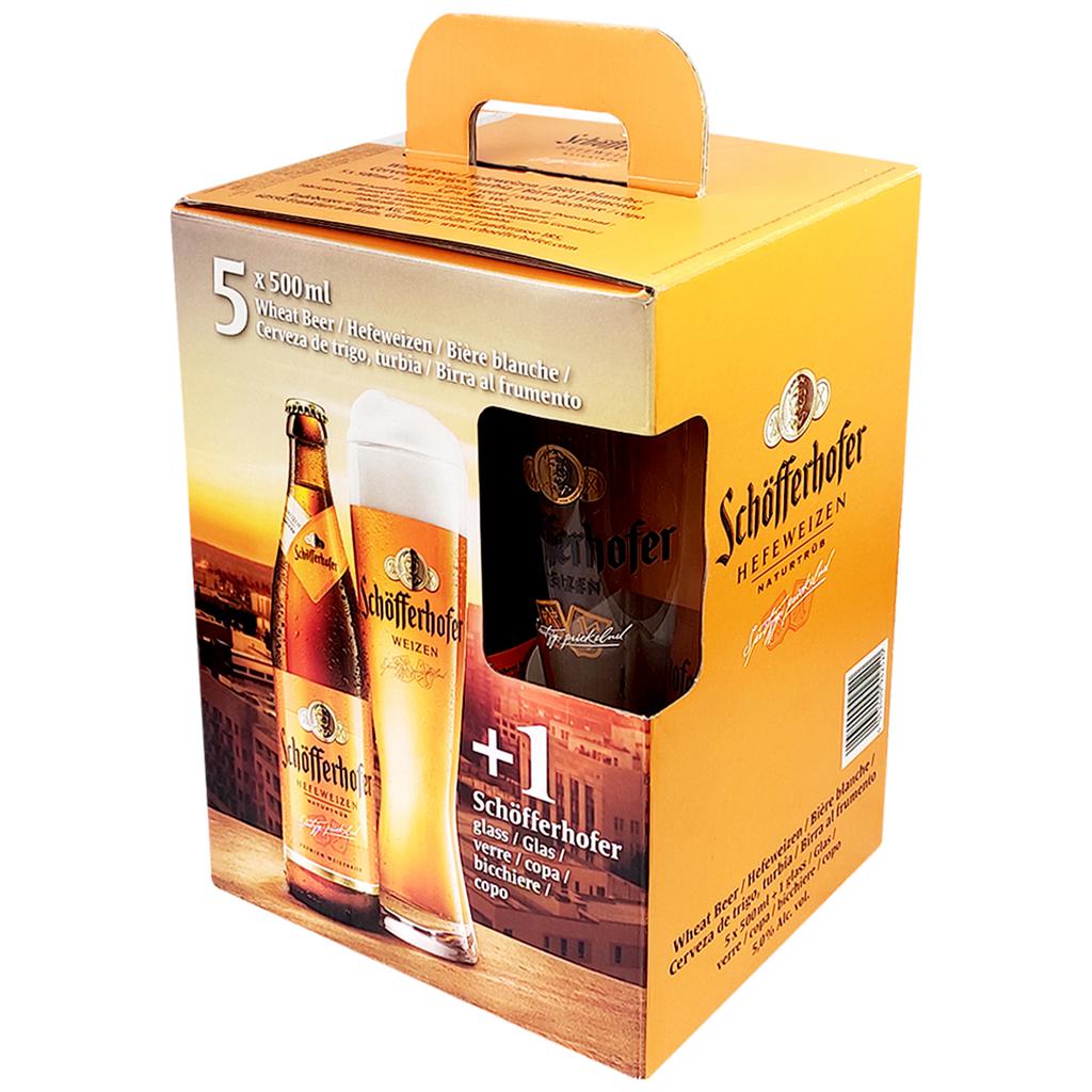 Schofferhofer Cerveza Hefeweizen Importada 5 Unidades / 500 mL + Copa
