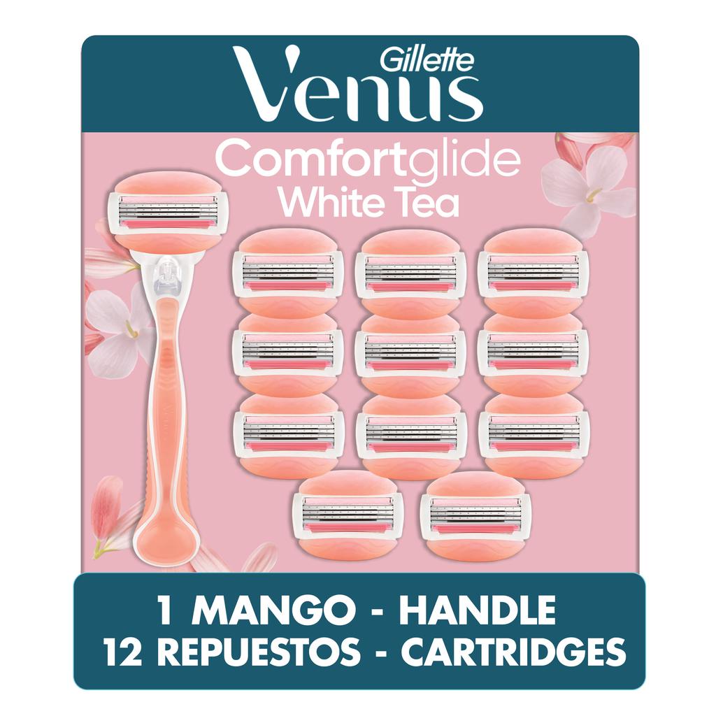 Gillette Venus Máquina De Afeitar Para Mujer Venus Comfortglide White Tea / 12 Cartuchos Humectantes