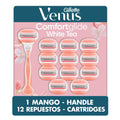 Gillette Venus Máquina De Afeitar Para Mujer Venus Comfortglide White Tea / 12 Cartuchos Humectantes